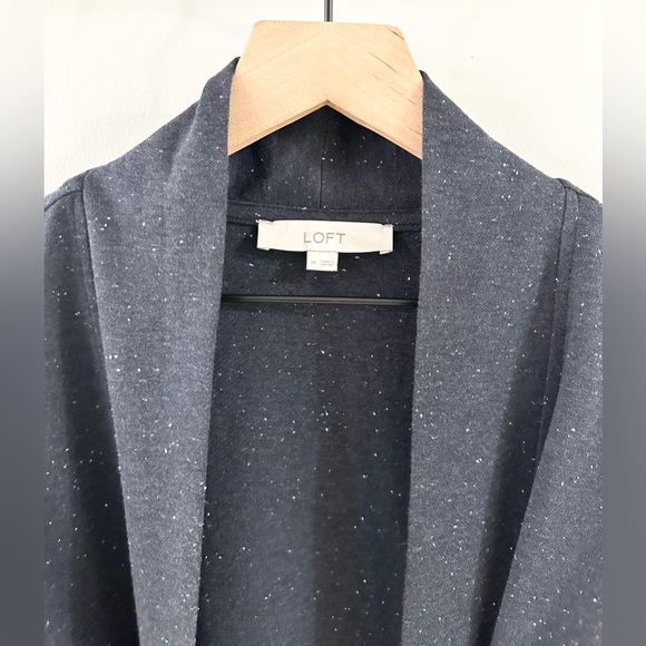 Loft Women’s Flecked Tie Waist Cardigan Navy Speckle Size Medium - Picture 5 of 6